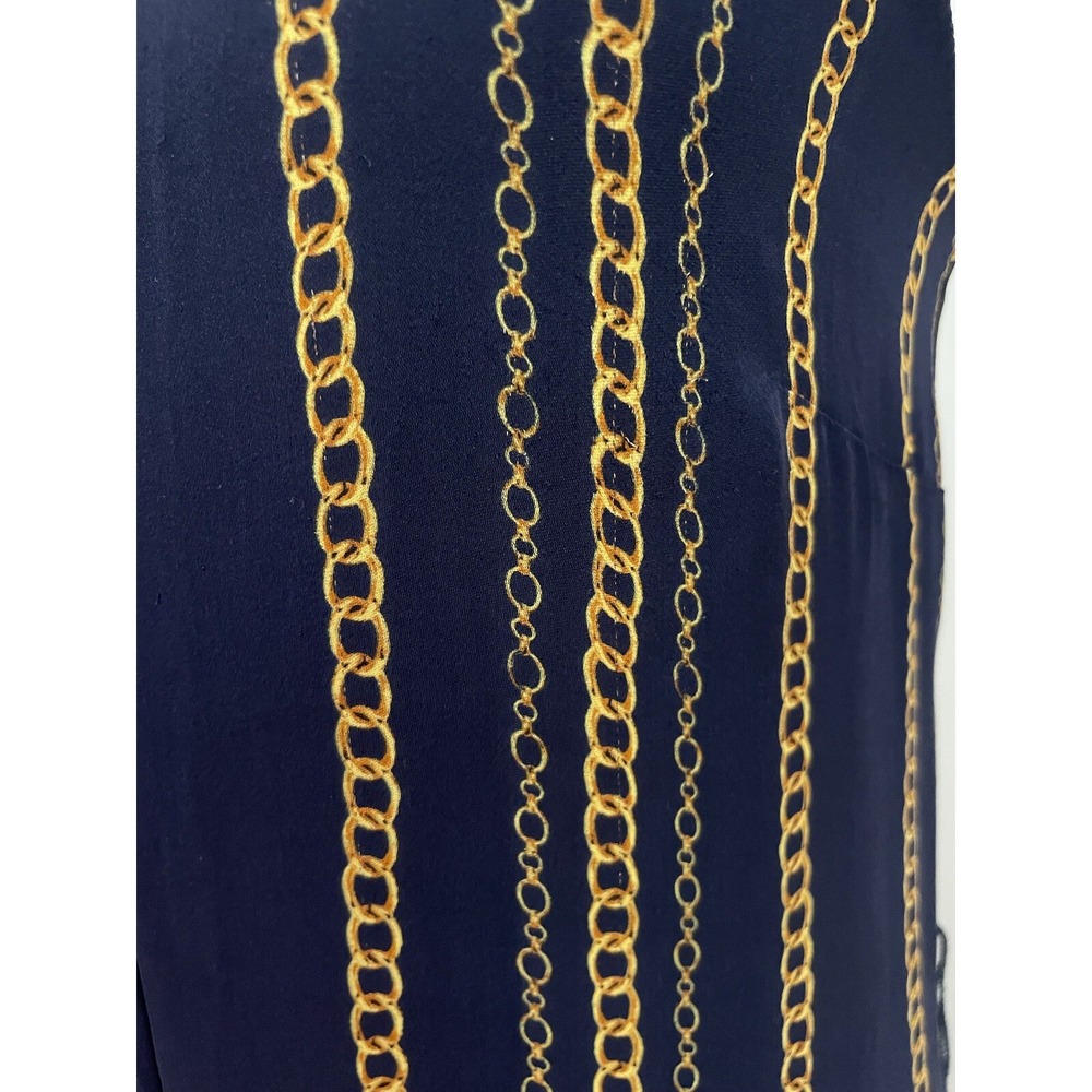 NICHOLAS US 2 Samira 100%‎ Silk Wide Leg Jumpsuit Navy Blue Gold Chain Old Money - Picture 4 of 16